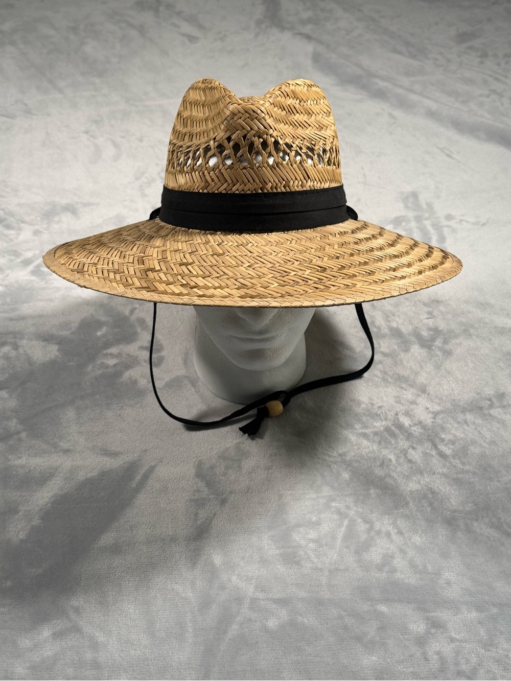 DPC Straw Sun Hat Wide Brim Outdoor Beach Cowboy Hat S/M Chin Strap